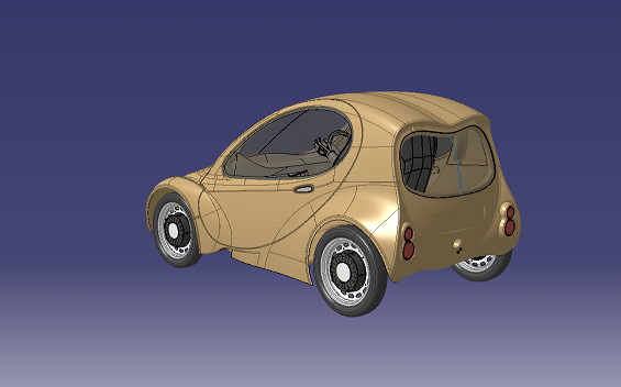 Render of the car. 3/4 back view'