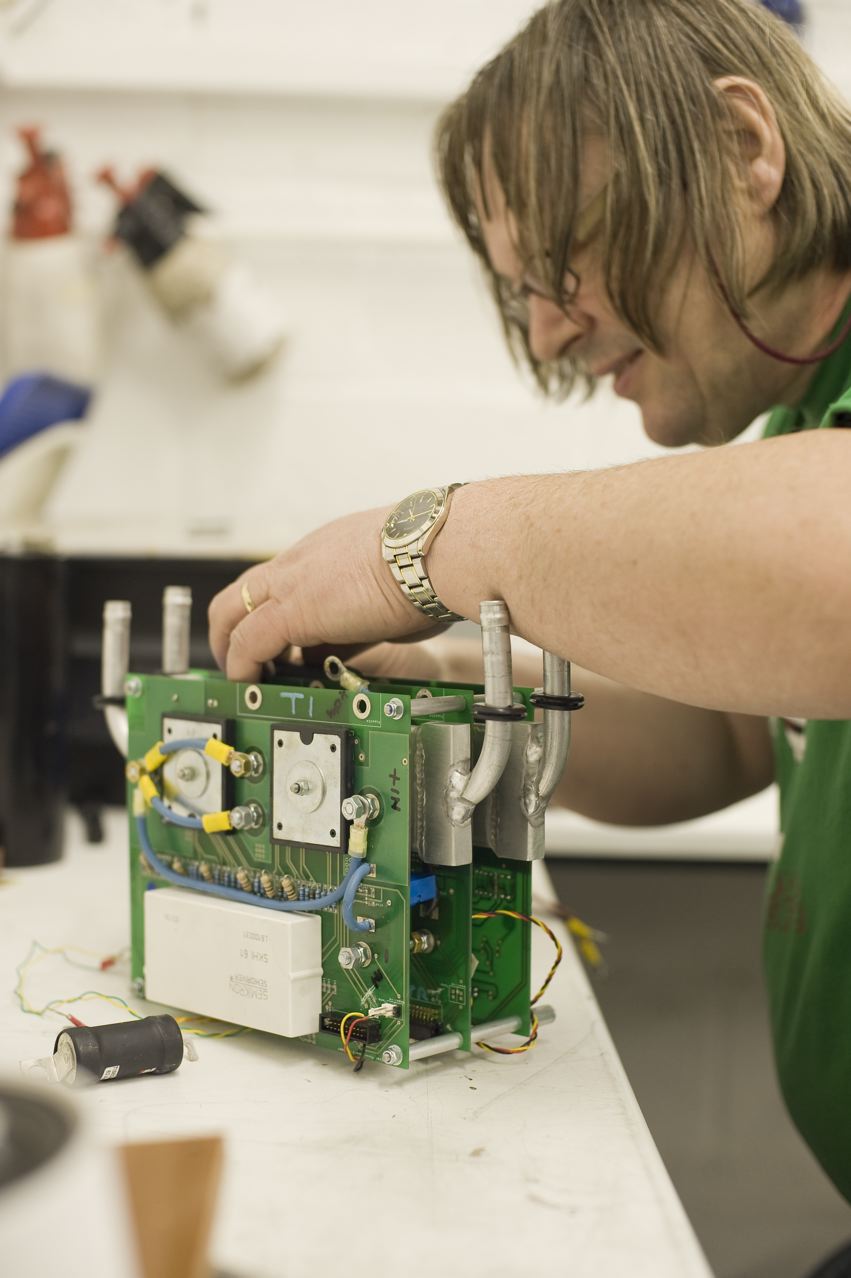 In the workshop with a circuit board